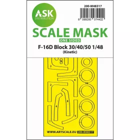   Art Scale Kit F-16D Block 30/40/50 – pontos illeszkedésű, öntapadó egyoldalas kabinmaszk