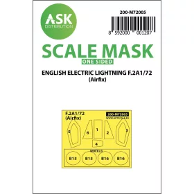   Art Scale Kit EE Lightning F.2A one-sided painting mask for Airfix - egyoldalas kabinmaszk