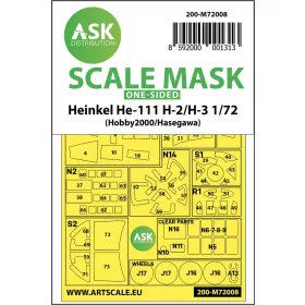   Art Scale Kit Heinkel He 111H-2/H-3 one-sided painting mask for Hasegawa / Hobby2000 - egyoldalas kabinmaszk