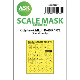   Art Scale Kit Kittyhawk Mk.III P-40 K one-sided painting mask for Special Hobby - egyoldalas kabinmaszk