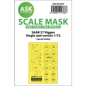   Art Scale Kit SAAB 37 Viggen single seater one-sided painting mask for Special Hobby - egyoldalas kabinmaszk