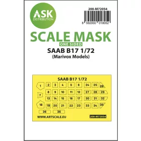   Art Scale Kit SAAB B17 one-sided painting express mask for Marivox - pontos illeszkedésű egyoldalas kabinmaszk