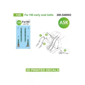   Art Scale Kit Fw 190 early seat belts - 3D printed decals by ASK - 3D nyomtatott biztonságiöv-matricák