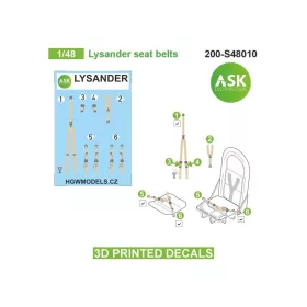   Art Scale Kit Lysander seat belts - 3D printed decals by ASK - 3D nyomtatott biztonságiöv-matricák