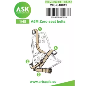   Art Scale Kit A6M Zero seat belts - 3D printed decals by ASK - 3D nyomtatott biztonságiöv-matricák
