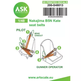   Art Scale Kit B5N Kate seat belts - 3D printed decals by ASK - 3D nyomtatott biztonságiöv-matricák