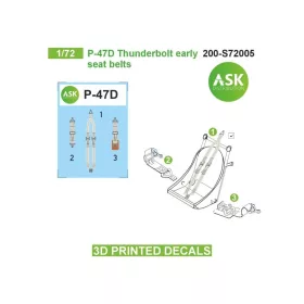   Art Scale Kit P-47D seat belts - 3D printed decals by ASK - 3D nyomtatott biztonságiöv-matricák