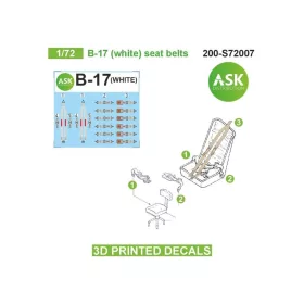   Art Scale Kit B-17 (white) seat belts - 3D printed decals by ASK - 3D nyomtatott biztonságiöv-matricák