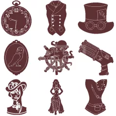   Pentart Steampunk fafigura készlet dobozban 54 db/készlet 21690