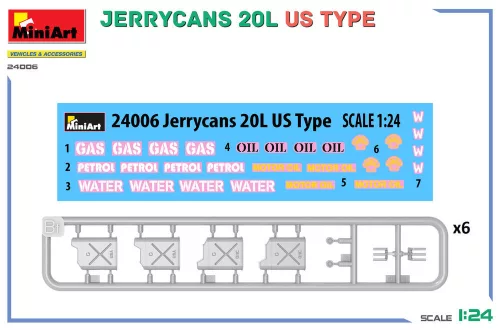 MiniArt Jerrycans 20L US Type – 1:24 dioráma-kiegészítő