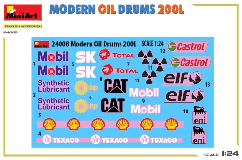 MiniArt Modern Oil Drums 200L – 1:24 dioráma-kiegészítő
