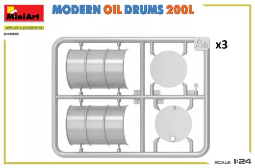 MiniArt Modern Oil Drums 200L – 1:24 dioráma-kiegészítő