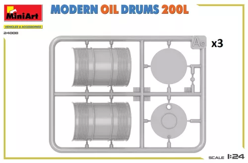 MiniArt Modern Oil Drums 200L – 1:24 dioráma-kiegészítő