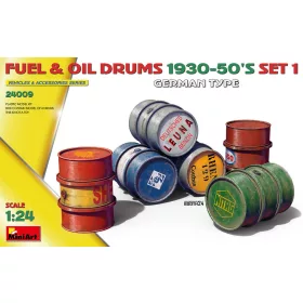   MiniArt Fuel & Oil Drums 1930-50's Set 1 (German Type) – 1:24 dioráma-kiegészítő