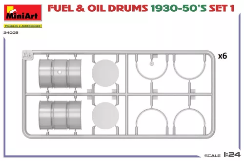 MiniArt Fuel & Oil Drums 1930-50's Set 1 (German Type) – 1:24 dioráma-kiegészítő