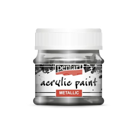 Pentart Metál grafit színű akrilfesték - hobbi festék 50 ml 25341