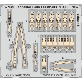   Eduard Accessories Lancaster B Mk.I seatbelts STEEL f.HKM - acél fotómaratott biztonsági övek