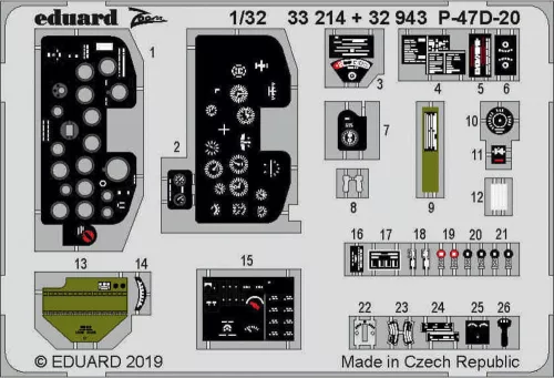 Eduard Accessories P-47D-20 interior for Trumpeter - P-47D-20 belsőtér-részletező készlet