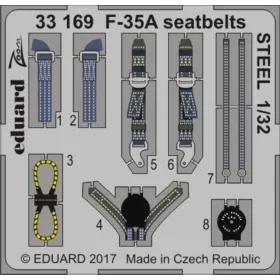   Eduard Accessories F-35A seatbelts STEEL for Italeri - acél fotómaratott biztonsági övek
