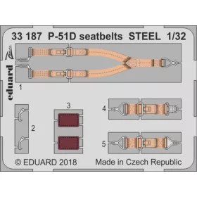   Eduard Accessories P-51D seatbelts STEEL for Revell - acél fotómaratott biztonsági övek