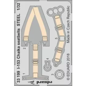   Eduard Accessories I-153 Chaika seatbelts STEEL for ICM - acél fotómaratott biztonsági övek