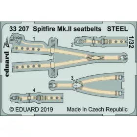   Eduard Accessories Spitfire Mk.II seatbelts STEEL f.Revell - acél fotómaratott biztonsági övek
