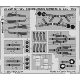   Eduard Accessories MH-60L pilots/gunners seatbelts STEEL for Kitty Hawk - acél fotómaratott biztonsági övek