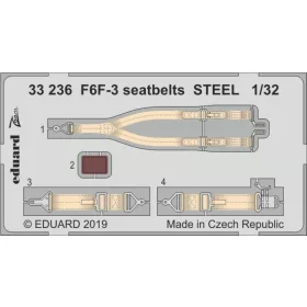   Eduard Accessories F6F-3 seatbelts STEEL for Trumpeter - acél fotómaratott biztonsági övek