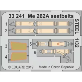   Eduard Accessories Me 262A seatbelts STEEL f. Revell - acél fotómaratott biztonsági övek