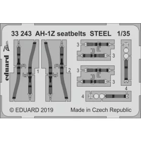   Eduard Accessories AH-1Z seatbelts STEEL for Academy - acél fotómaratott biztonsági övek