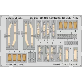   Eduard Accessories Bf 108 seatbelts STEEL for Eduard - acél fotómaratott biztonsági övek