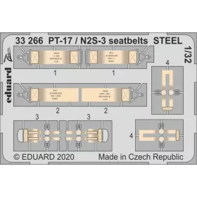   Eduard Accessories PT-17 / N2S-3 seatbelts STEEL for ICM - acél fotómaratott biztonsági övek