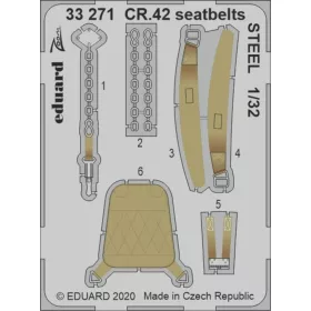   Eduard Accessories CR.42 seatbelts STEEL for ICM - acél fotómaratott biztonsági övek