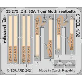   Eduard Accessories DH. 82A Tiger Moth seatbelts STEEL 1/32 for ICM - acél fotómaratott biztonsági övek