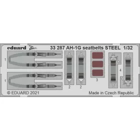   Eduard Accessories AH-1G seatbelts STEEL 1/32 for ICM - acél fotómaratott biztonsági övek