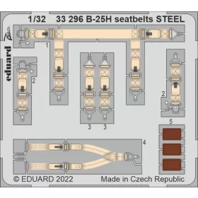   Eduard Accessories B-25H seatbelts STEEL for HKM - acél fotómaratott biztonsági övek