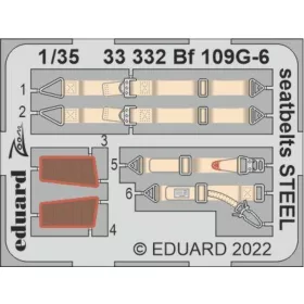   Eduard Accessories Bf 109G-6 seatbelts STEEL - acél fotómaratott biztonsági övek