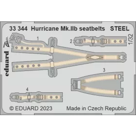   Eduard Accessories Hurricane Mk.IIb seatbelts STEEL 1/32 REVELL - acél fotómaratott biztonsági övek