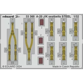   Eduard Accessories A-20J/K seatbelts STEEL HKM - acél fotómaratott biztonsági övek