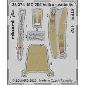   Eduard Accessories MC.205 Veltro seatbelts STEEL  ITALERI - acél fotómaratott biztonsági övek