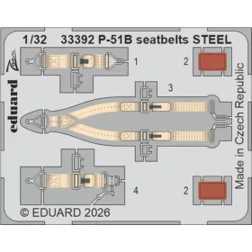   Eduard Accessories P-51B seatbelts STEEL for Eduard - acél fotómaratott biztonsági övek