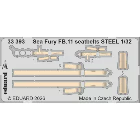   Eduard Accessories Sea Fury FB.11 seatbelts STEEL for DBMK - acél fotómaratott biztonsági övek
