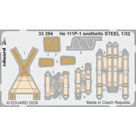   Eduard Accessories He 111P-1 seatbelts STEEL for Revell - acél fotómaratott biztonsági övek