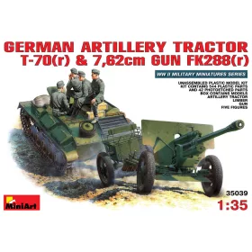   MiniArt German Artillery Tractor T-70 & Gun FK 288 w/crew – 1:35 harcjármű makett
