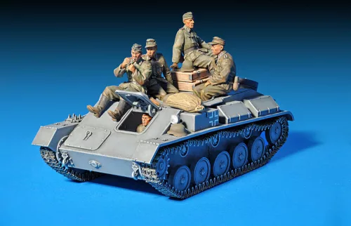MiniArt German Artillery Tractor T-70 & Gun FK 288 w/crew – 1:35 harcjármű makett