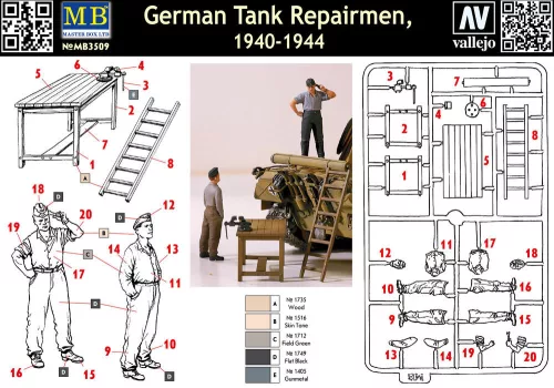 Master Box German Tank Mechanic, 1940–1944 – 1:35 figura makett
