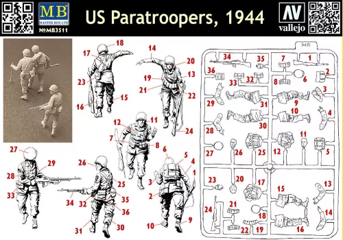 Master Box U.S. Paratroopers 1944 – 1:35 figura makett