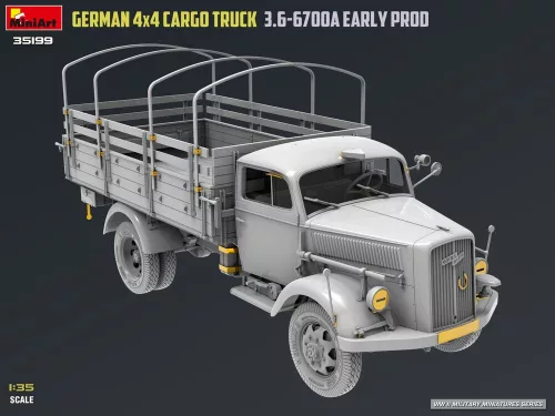 MiniArt German 3t 4x4 Cargo Truck 3.6-6700A Early Prod – 1:35 teherautó makett