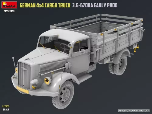 MiniArt German 3t 4x4 Cargo Truck 3.6-6700A Early Prod – 1:35 teherautó makett