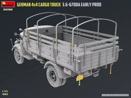 MiniArt German 3t 4x4 Cargo Truck 3.6-6700A Early Prod – 1:35 teherautó makett